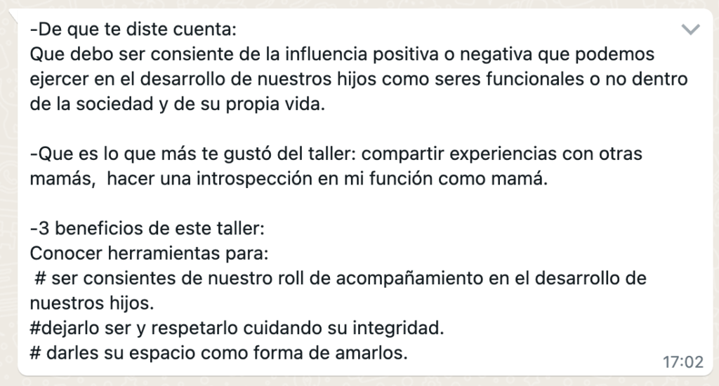 testimonio taller comunicacion hijos adolescentes